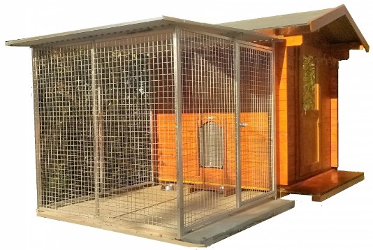 Box di lusso per il cane in legno con voluminosa gabbia zona giornocn