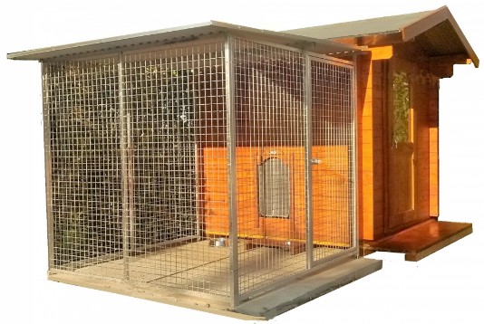 casetta-cane-veranda-rete Box di lusso per il cane in legno con voluminosa gabbia zona giornocn